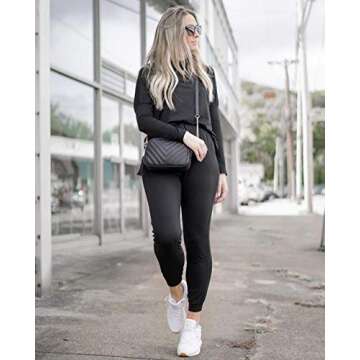PRETTYGARDEN Women's Fall 2 Piece Lounge Outfit Long Sleeve Crewneck Pullover Tops High Waisted Pants Set Tracksuit (Black,2X-Large)