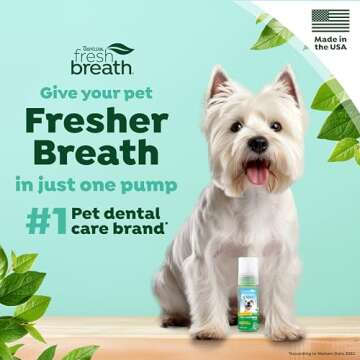 TropiClean Fresh Breath Dental Foam Spray for Dogs & Cats | Quick Breath Freshener and Teeth Cleanin...