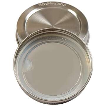 EcoPeaceful 316 Surgical Stainless Steel Mason Jar Lids WIDE Mouth -ORIGINAL DESIGN- Stackable w/Pull-Tab Silicone Seal. Rust-proof, Airtight, Leak-Proof, BPA-Free, PVC-Free, Vegan - Not for Canning