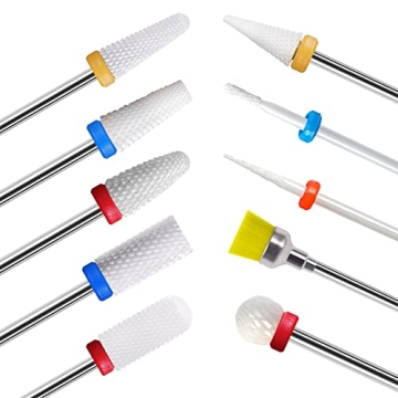 Homeet 10pcs Ceramic Nail Drill Bits Set for Professional Nail Care