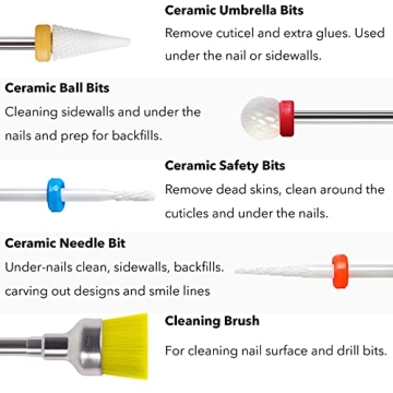 Homeet 10pcs Ceramic Nail Drill Bits for Perfect Nail Art