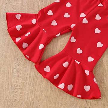 Meihuida My First Valentines Day Baby Girl Outfit Long Sleeve Ribbed Romper Heart Pants Headband Red 12-18 Months
