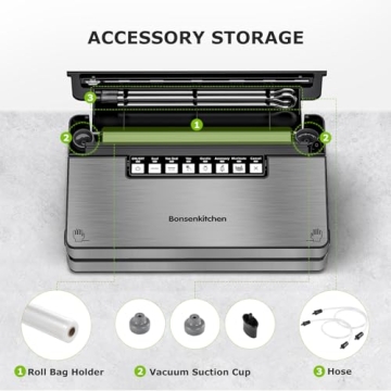 Bonsenkitchen Vacuum Sealer with Built-in Cutter and Bag Storage