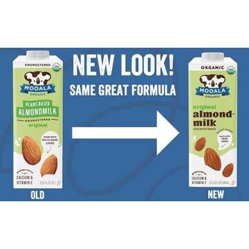 Mooala Organic Almond Milk Unsweetened 32 fl oz (Pack of 6) –Shelf-Stable, Lactose Free, Gluten-Fr...