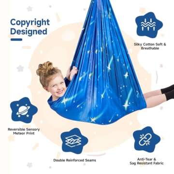 Sensory Swing for Kids with 360° Swivel Hanger, Therapy Swing Double Layer Cuddle Swing Indoor Outdoor Kids Swing Hammock for Child & Adult with Autism, Aspergers, ADHD, Sensory Integration(Blue)
