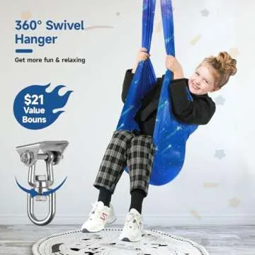 Sensory Swing for Kids with 360° Swivel Hanger, Therapy Swing Double Layer Cuddle Swing Indoor Outdoor Kids Swing Hammock for Child & Adult with Autism, Aspergers, ADHD, Sensory Integration(Blue)