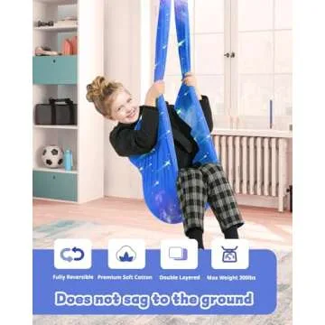 Sensory Swing for Kids with 360° Swivel Hanger, Therapy Swing Double Layer Cuddle Swing Indoor Outdoor Kids Swing Hammock for Child & Adult with Autism, Aspergers, ADHD, Sensory Integration(Blue)