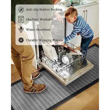PADOOR Non Slip Kitchen Rugs - Stylish and Washable