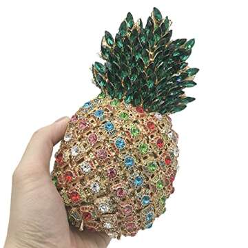 Boutique De FGG Pineapple Crystal Evening Bags and Clutches for Women Formal Dinner Purses Party Rhinestones Handbags (Multicoloured 3,Mini)