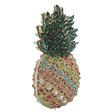 Boutique De FGG Pineapple Crystal Evening Bags and Clutches for Women Formal Dinner Purses Party Rhinestones Handbags (Multicoloured 3,Mini)