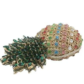 Boutique De FGG Pineapple Crystal Evening Bags and Clutches for Women Formal Dinner Purses Party Rhinestones Handbags (Multicoloured 3,Mini)