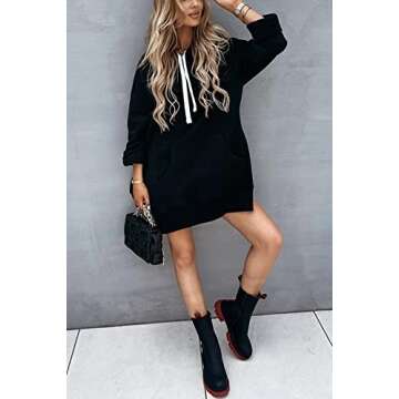 La Chilly Women's Oversized Black Hoodie with Pocket