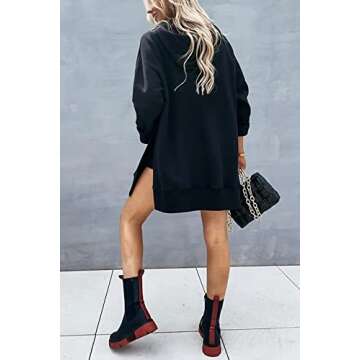 La Chilly Women's Oversized Black Hoodie with Pocket
