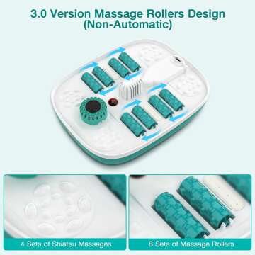 Relaxing Foot Spa with Heat & Shiatsu Massage Rollers