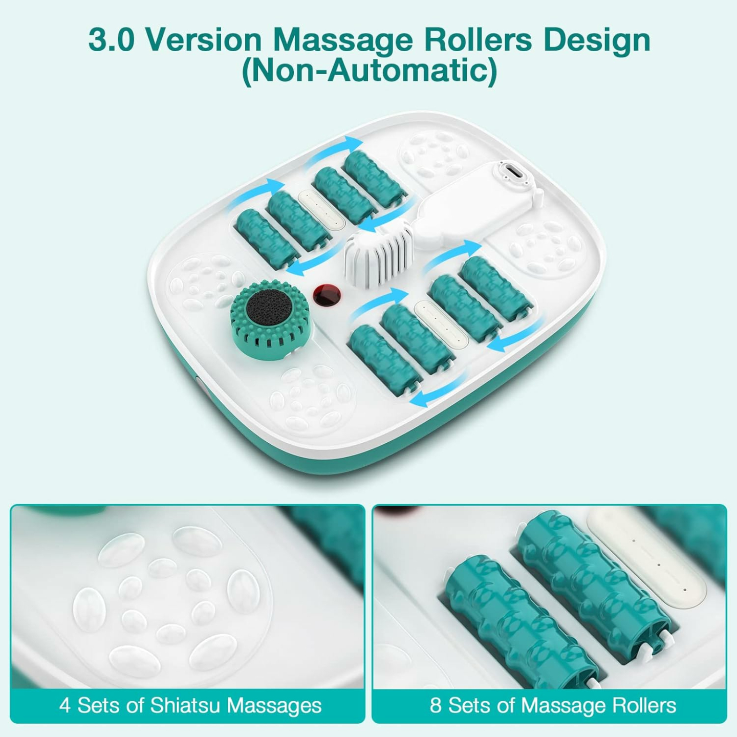 Relaxing Foot Spa with Heat & Shiatsu Massage Rollers