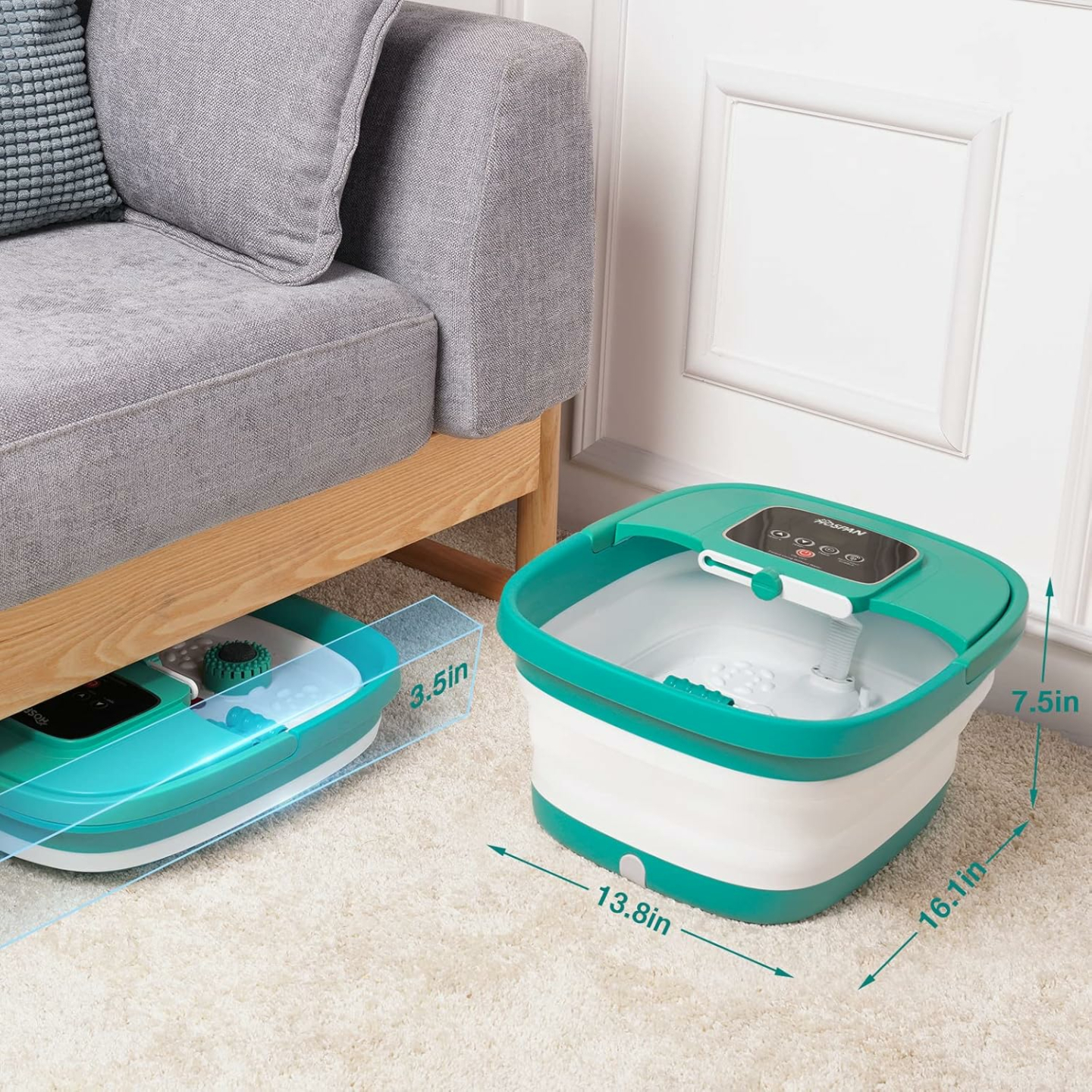 Relaxing Foot Spa with Heat & Shiatsu Massage Rollers