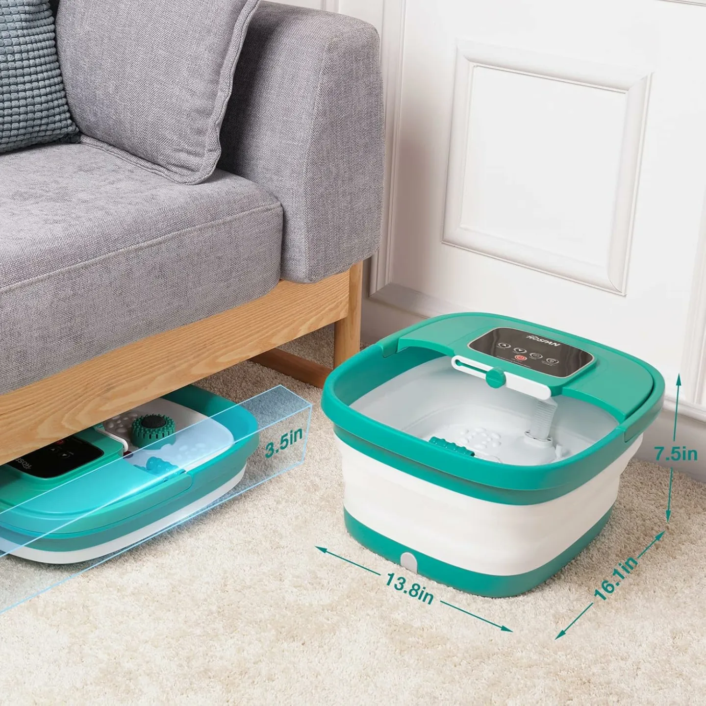 Relaxing Foot Spa with Heat & Shiatsu Massage Rollers