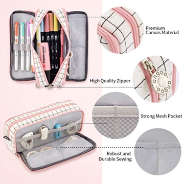 ANGOOBABY Pencil Case with Large Capacity and 3 Compartments
