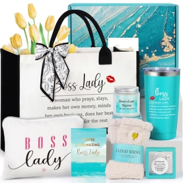 Boss Lady Gifts for Women, Best Boss Gifts for Women with Canvas Tote Bag, Funny Boss Christmas Gift...