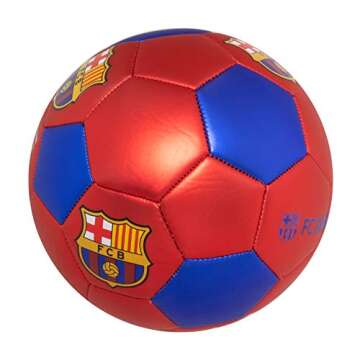 Maccabi Official FC Barcelona Soccer Ball with Metallic Red, Size 5