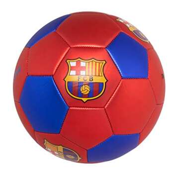 Maccabi Official FC Barcelona Soccer Ball with Metallic Red, Size 5