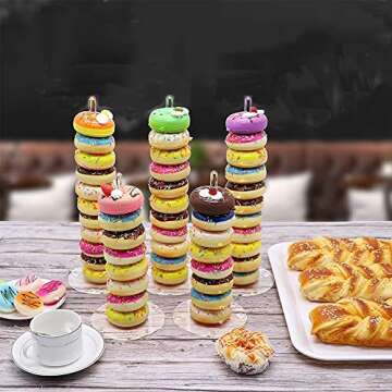 NA 6Pcs Clear Bagel Holder, Acrylic Donut Stands, Round Doughnut Stand for Party, 12 Inch Tall Display Tower for Dessert Table, Wedding, Christmas, Birthday