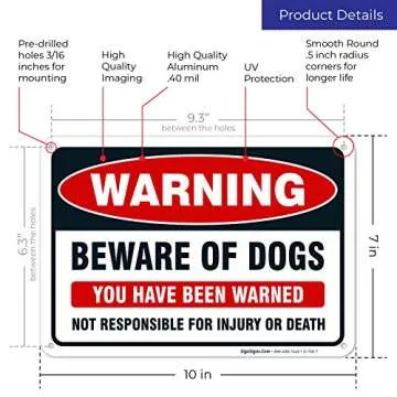 Sigo Signs Beware of Dog Sign, You Have Been Warned, (Pack of 2) 10x7 Inches, Rust Free .040 Aluminum, Fade Resistant, Made in USA