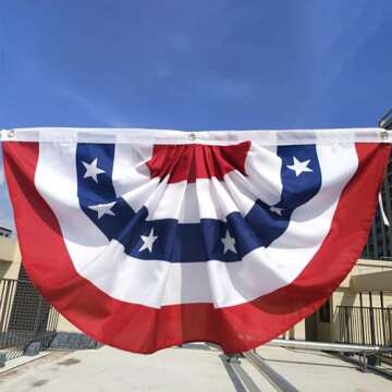 American Pleated Fan Bunting1.5x3Fts American flag Fan US Pleated Fan flags for Porch 4th of july pl...