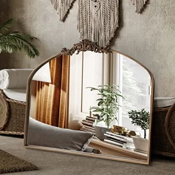 OUSHUAI Gold Arched Mirror for Elegant Home Decor