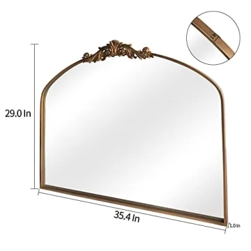 OUSHUAI Gold Arched Mirror for Elegant Home Decor