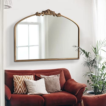OUSHUAI Gold Arched Mirror for Elegant Home Decor