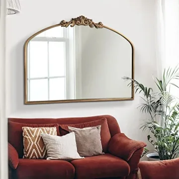 OUSHUAI Gold Arched Mirror for Elegant Home Decor