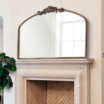 OUSHUAI Gold Arched Mirror for Elegant Home Decor