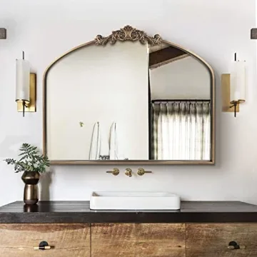 OUSHUAI Gold Arched Mirror for Elegant Home Decor