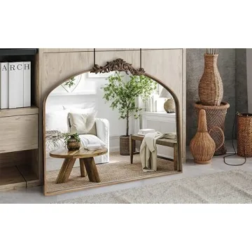 OUSHUAI Gold Arched Mirror for Elegant Home Decor