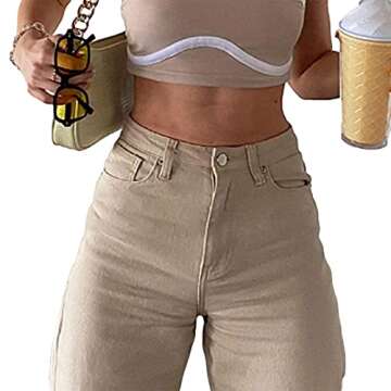 XBTCLXEBCO Women's High Waisted Wide Leg Jeans Straight Denim Pants Casual Baggy Trousers Streetwear...