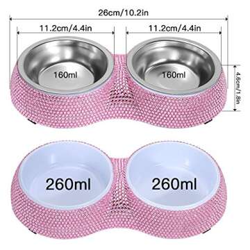 Soleebee Bling Finest Crystal Rhinestones Pet Feeder/Pet Bowls for Small Cats Dogs (Pink)
