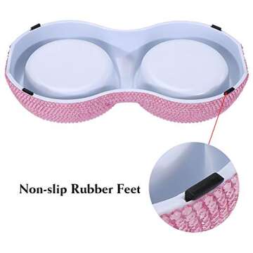 Soleebee Bling Finest Crystal Rhinestones Pet Feeder/Pet Bowls for Small Cats Dogs (Pink)