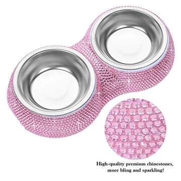 Soleebee Bling Finest Crystal Rhinestones Pet Feeder/Pet Bowls for Small Cats Dogs (Pink)