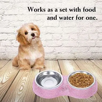 Soleebee Bling Finest Crystal Rhinestones Pet Feeder/Pet Bowls for Small Cats Dogs (Pink)