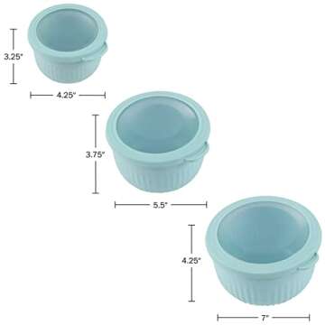 Classic Cuisine Set of 3 Bowls with Lids - Microwave, Freezer, and Fridge Safe Nesting Mixing Bowls ...