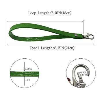 PAMIR TONG 12pcs Wristlet Strap,Faux Leather Keychain Shinny PU Leather Hand Strap with Lock for Wallet Purse Clutch Cellphone key chain holder (Silver Lock)