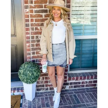 Vetinee Women's Blue Tulip Hem Denim Skirt Stretchy Shirred