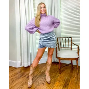 Vetinee Women's Blue Tulip Hem Denim Skirt Stretchy Shirred