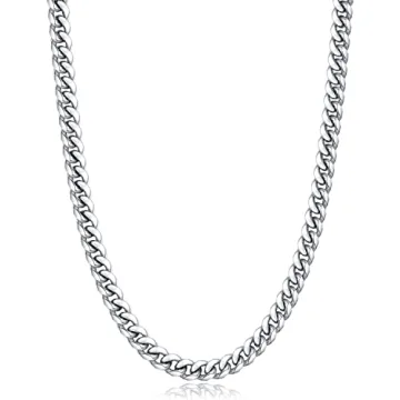 Momlovu Silver Cuban Link Chain for Men/Women - 18K Gold Plated Necklace