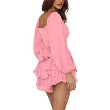 LYANER Women's Stylish Lantern Sleeve Pink Jumper