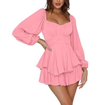 LYANER Women's Stylish Lantern Sleeve Pink Jumper