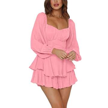 LYANER Women's Stylish Lantern Sleeve Pink Jumper
