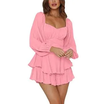 LYANER Women's Stylish Lantern Sleeve Pink Jumper