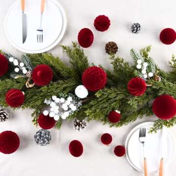 Flocked Ornaments for Christmas Tree Decorations - 28pcs Burgundy Velvet Ball Ornament for Xmas Holiday Decor - Plastic Shatterproof Christmas Ornaments Bulk